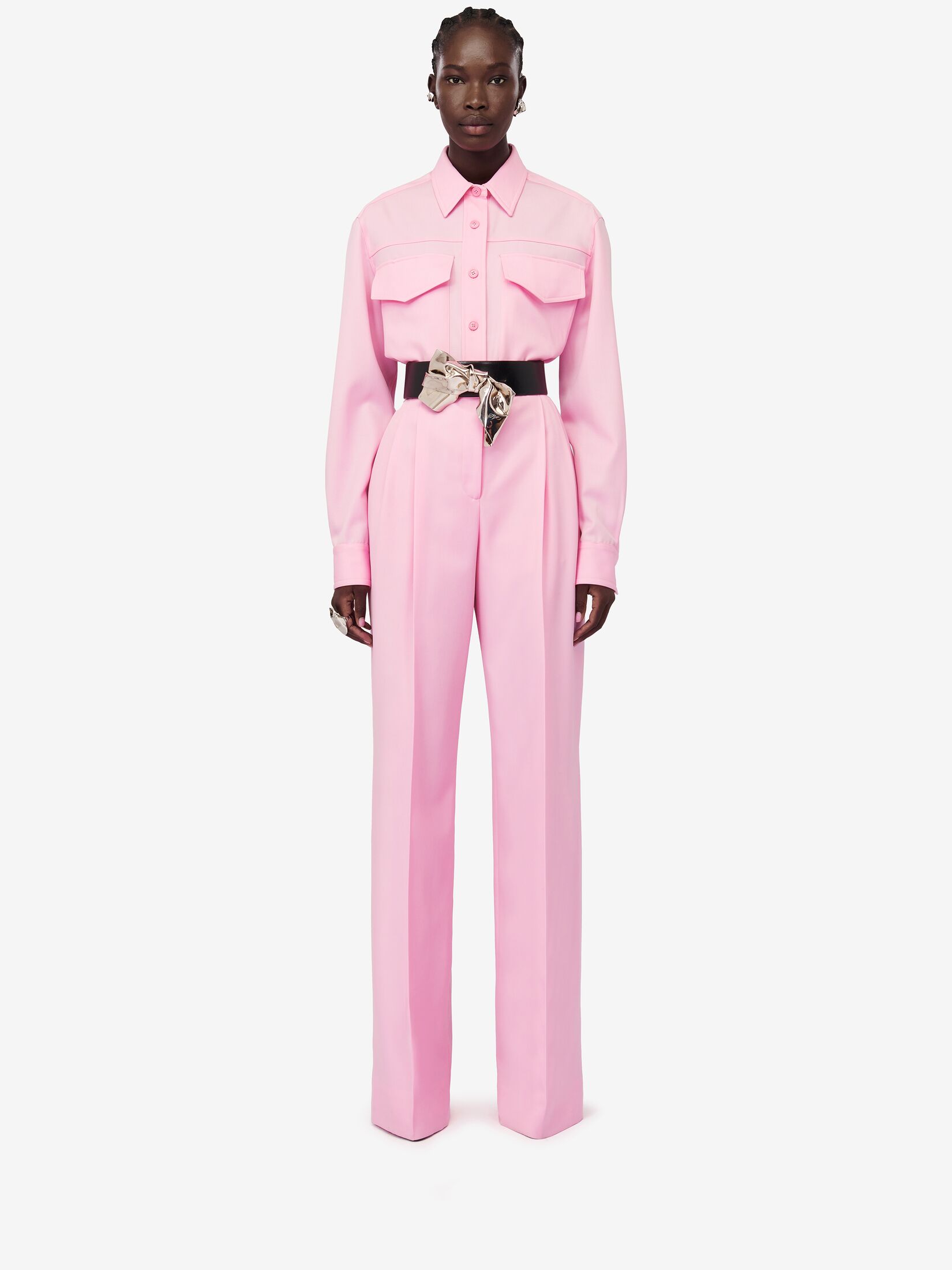 Alexander McQueen military-pocket wool shirt - Pink