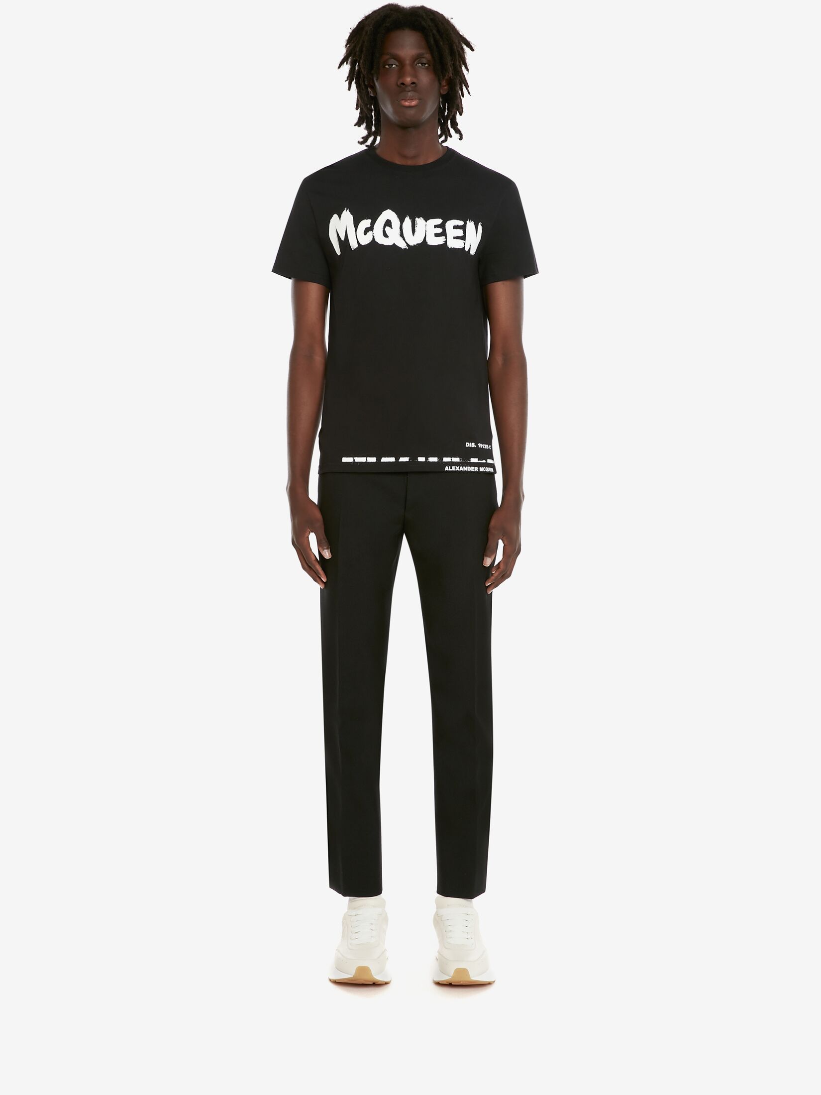 McQueen Graffiti T-Shirt in White/Black | Alexander McQueen US