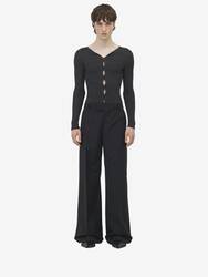 Pinstripe Low Rise Trousers