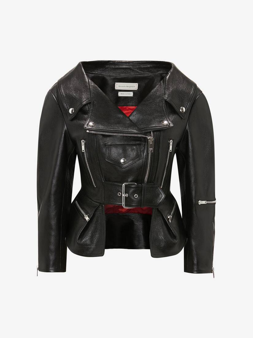 fitted leather biker jacket