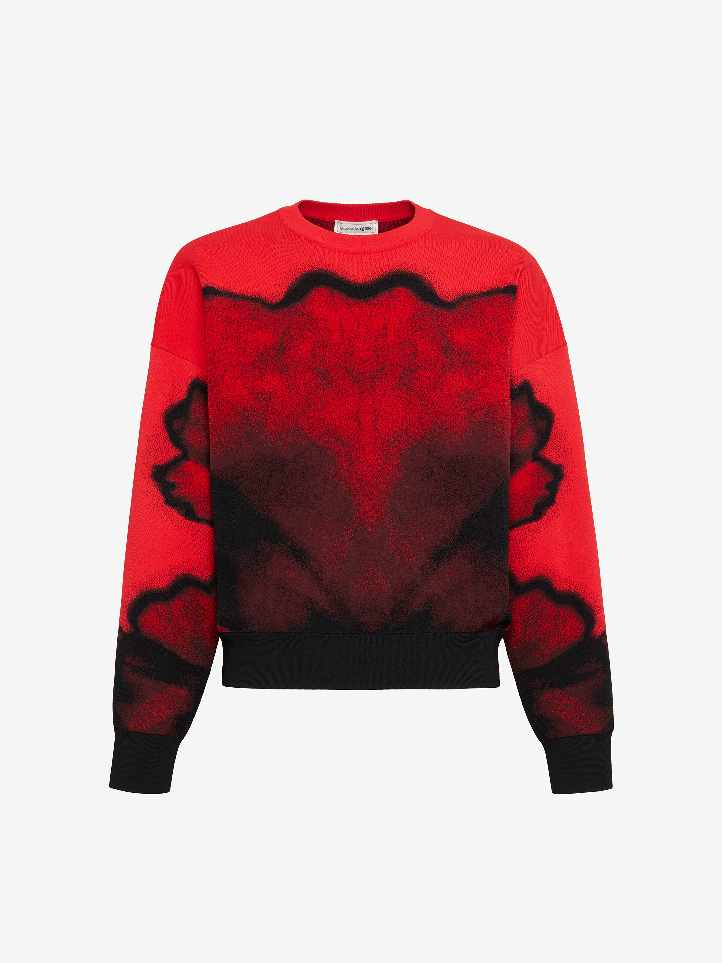 Ink Flower Jumper in Lust Red/Black | Alexander McQueen US