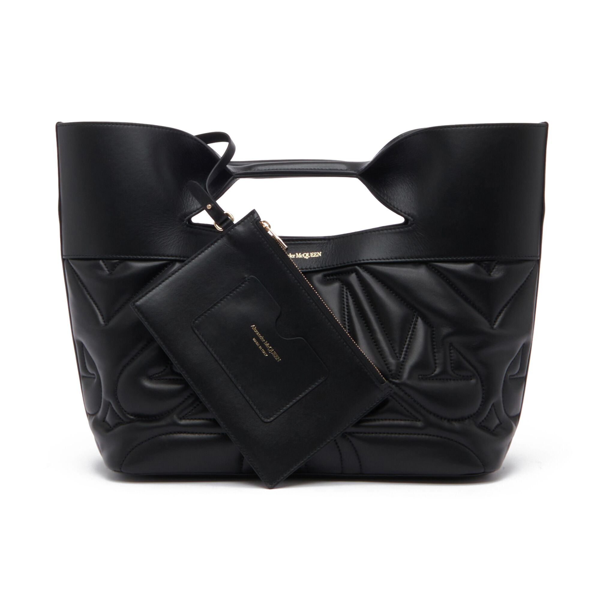 トートバッグ alexander mcqueen Black leather The Bow bucket bag McQueen The Bow Leather Bag in Black | Lyst