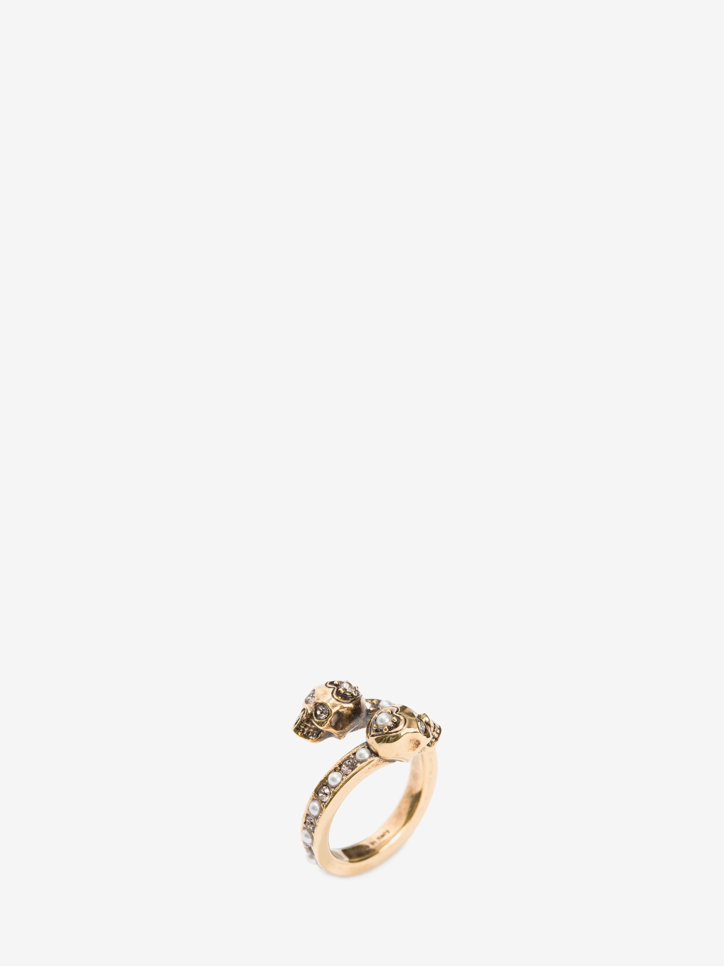 Women's Wrap-Around Skull Ring in Gold in Brass | Alexander McQueen - image 2