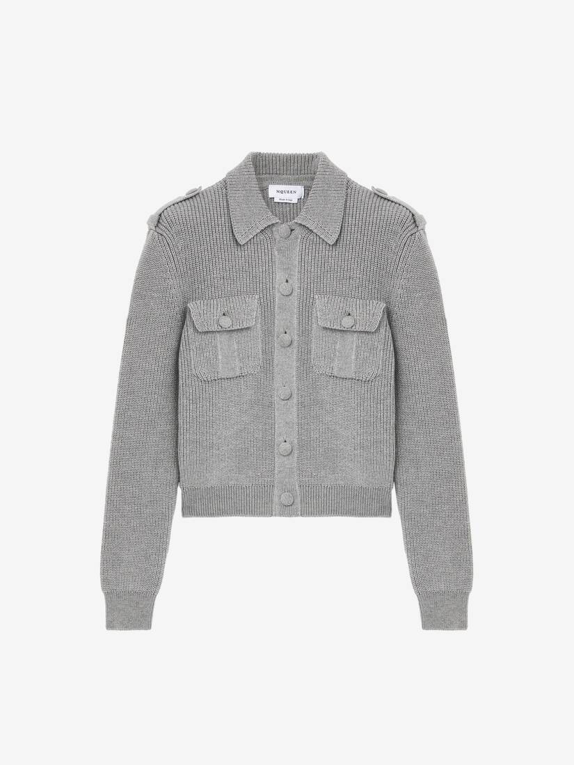 Half Cardigan Stitch Military Jacket