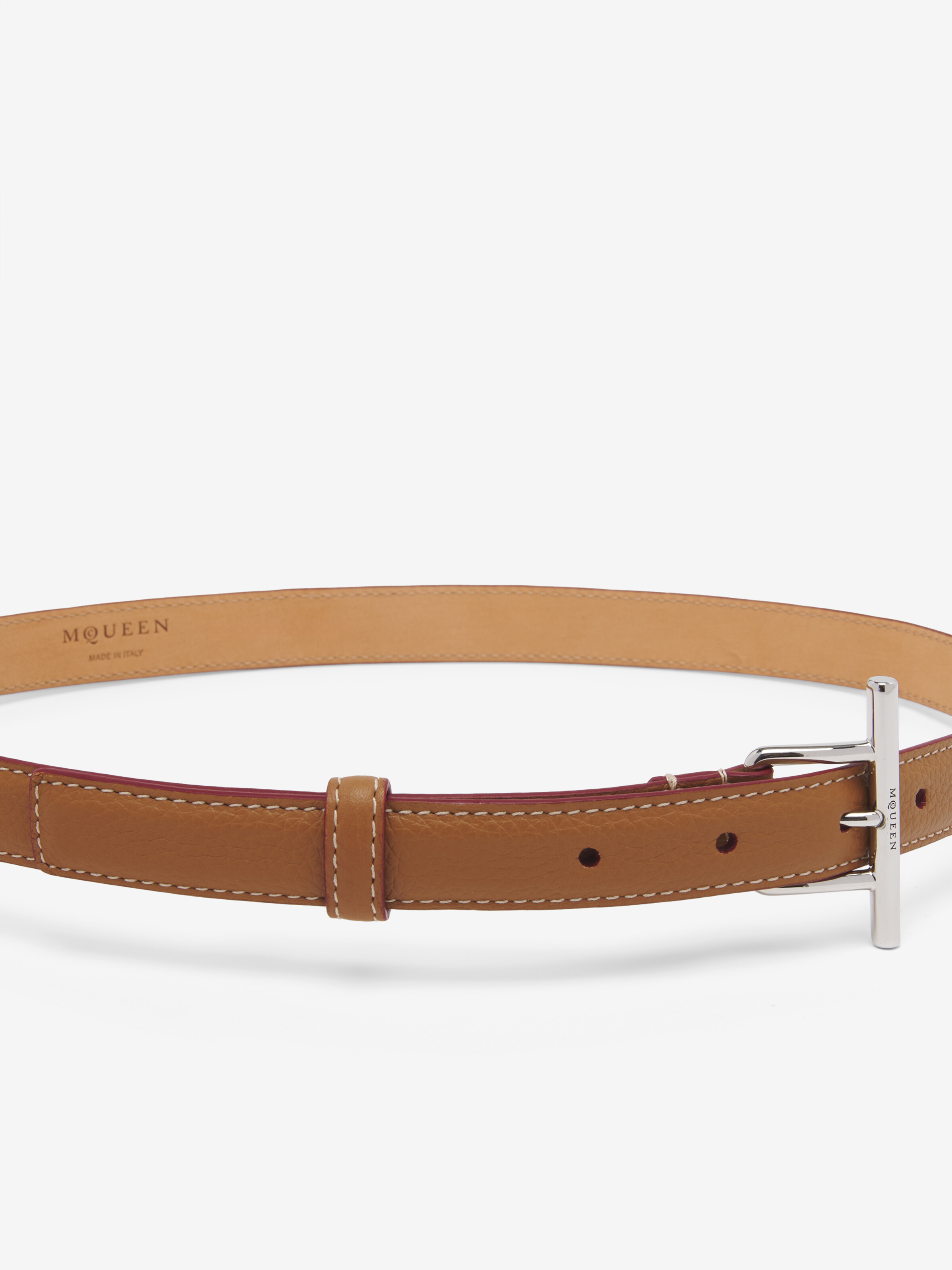 Women's McQueen T-Bar Hip Belt in Tan in Calf Leather | Alexander McQueen - image 3