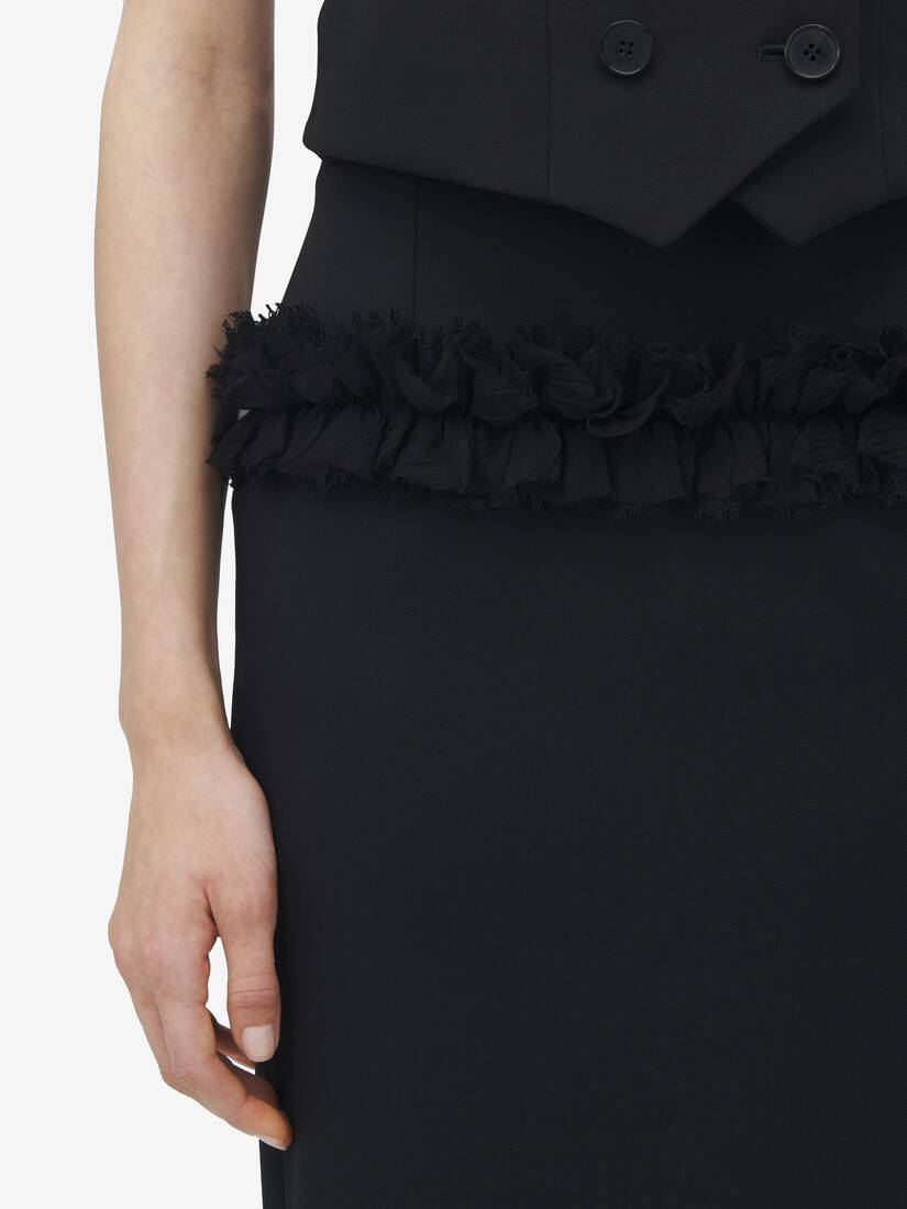Slashed Buttoned Pencil Skirt