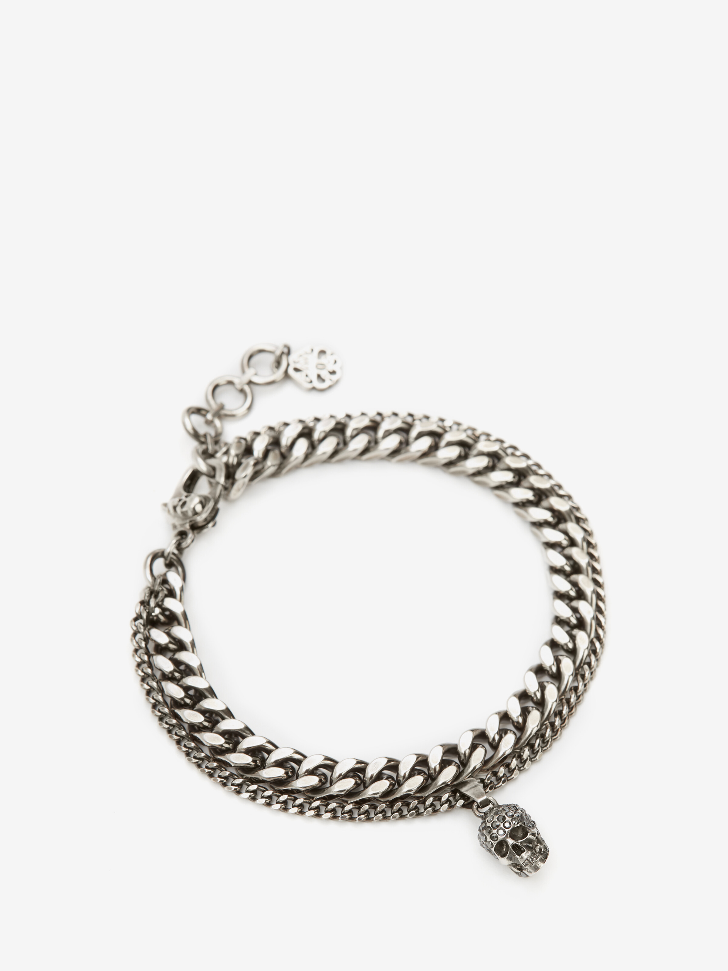 Pave Skull Chain Bracelet in Antique Silver | Alexander McQueen US