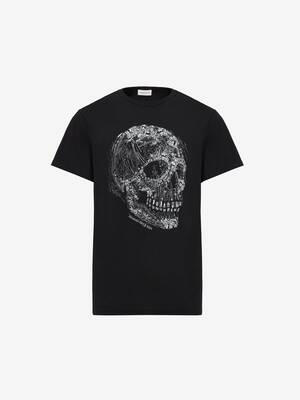 Crystal Skull T-shirt in Black/White | Alexander McQueen GB