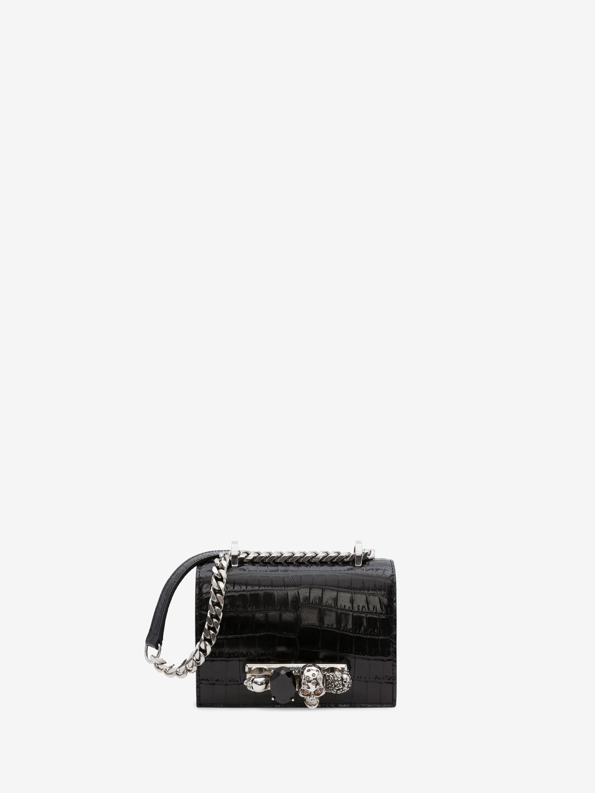 Alexander Mcqueen Mini Jewelled Satchel In Black