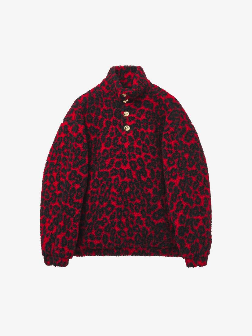 Fleece-Sweatshirt mit Leopardenmuster