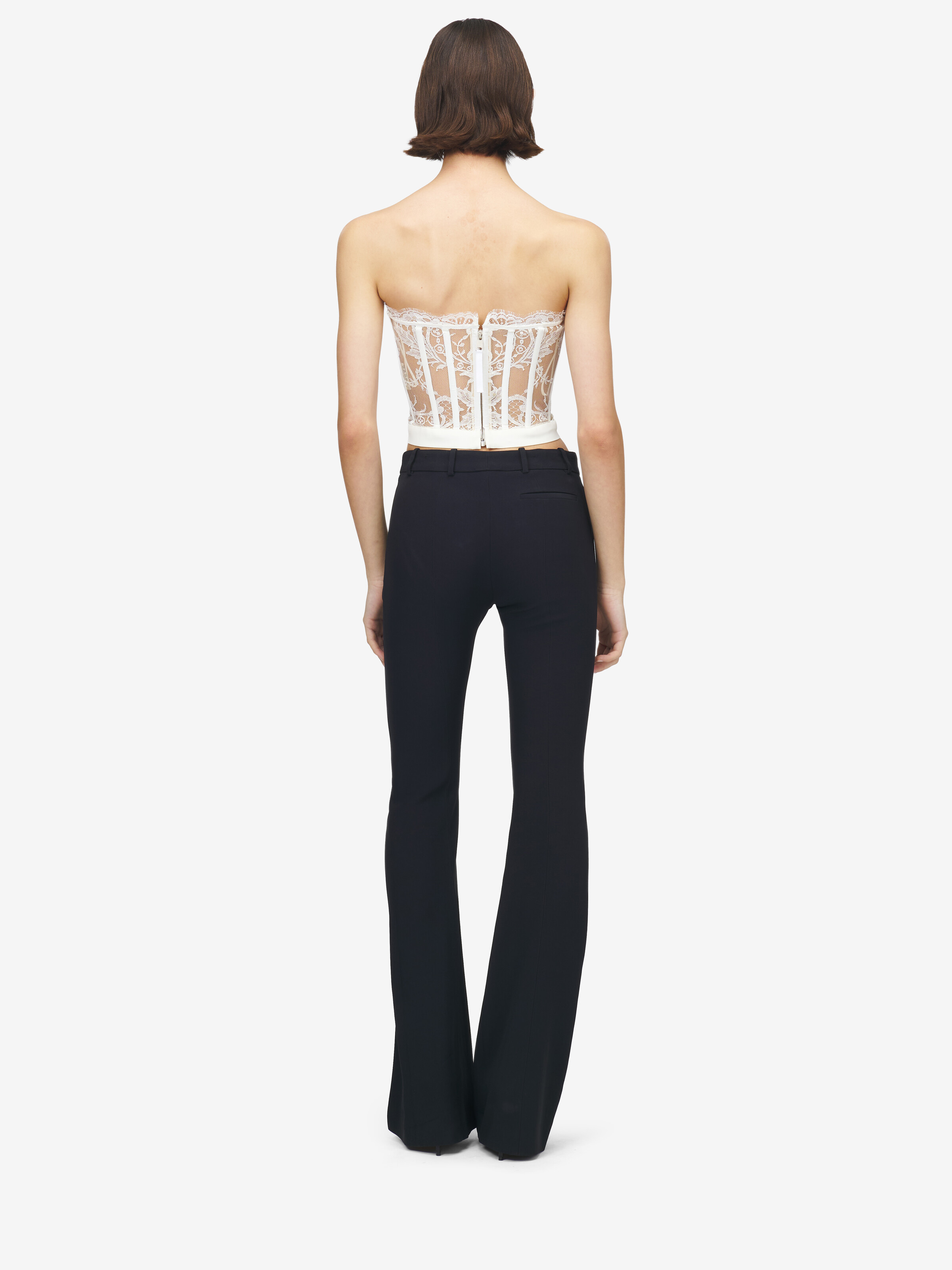 Women's Lace Corset in White in 74% Acetate, 26% Silk | Alexander McQueen - image 4