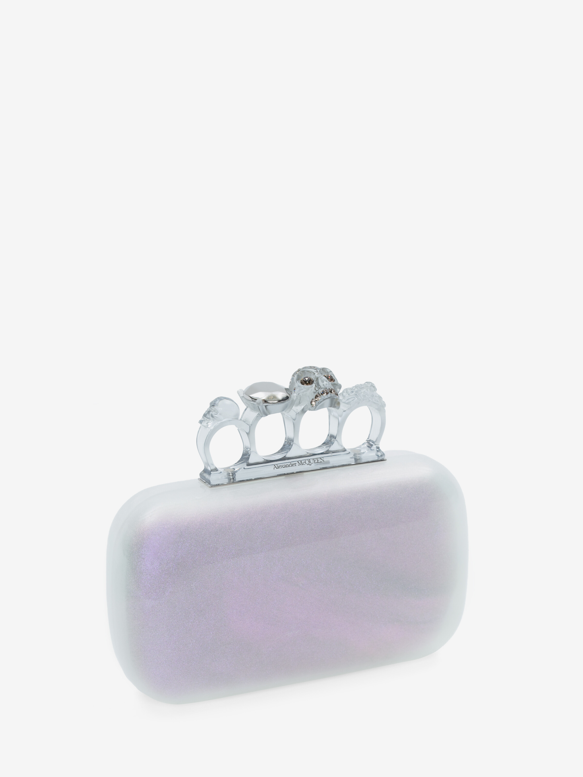 Clutch Knuckle da Donna in Bianco iridescente in 70% PMMA (Polimetilmetacrilato), 18% Resina fotopolimerica, 10% Ottone eco, 2% Swarovski | Alexander McQueen - image 2