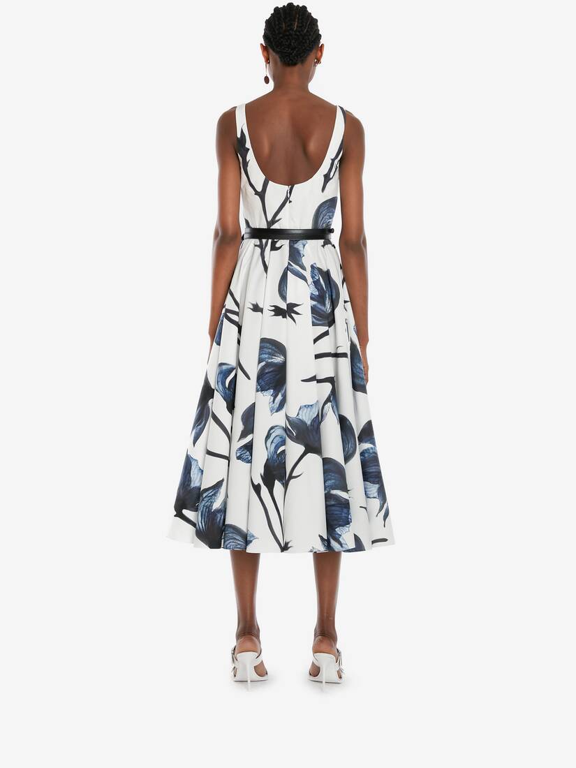 Cotton Poplin Bellflower Midi Dress