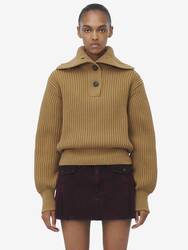 Funnel Neck Buttoned Neck Jumper