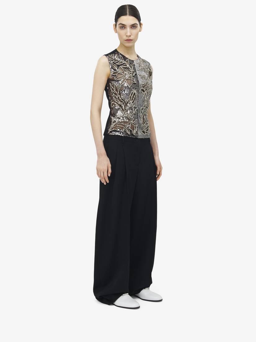 Crystal Stencil Embroidery Top