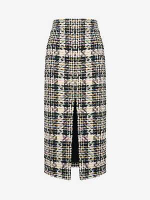 Slashed Tweed Pencil Skirt