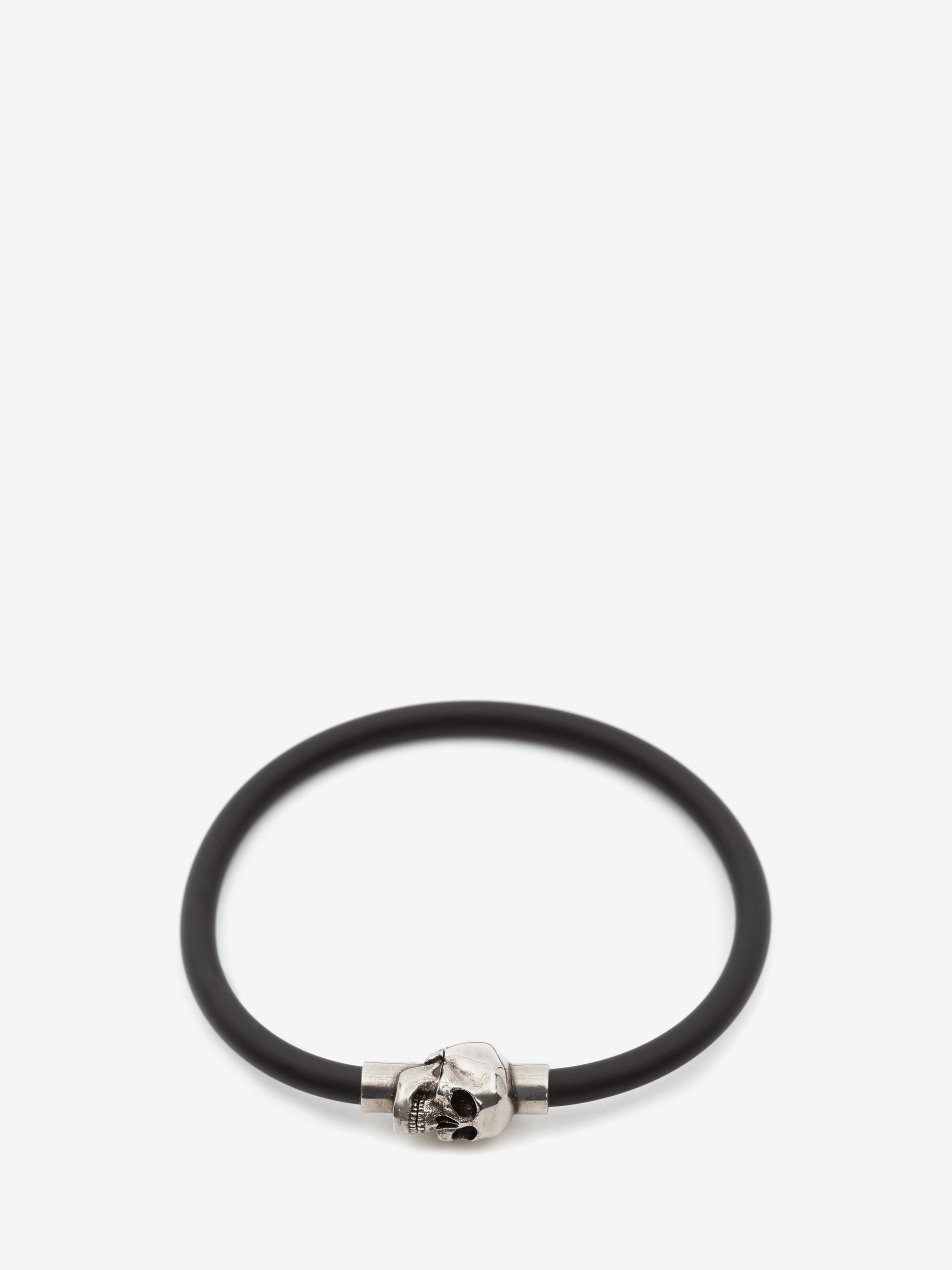 Shop Alexander Mcqueen Rubber Cord Skull Bracelet In Black