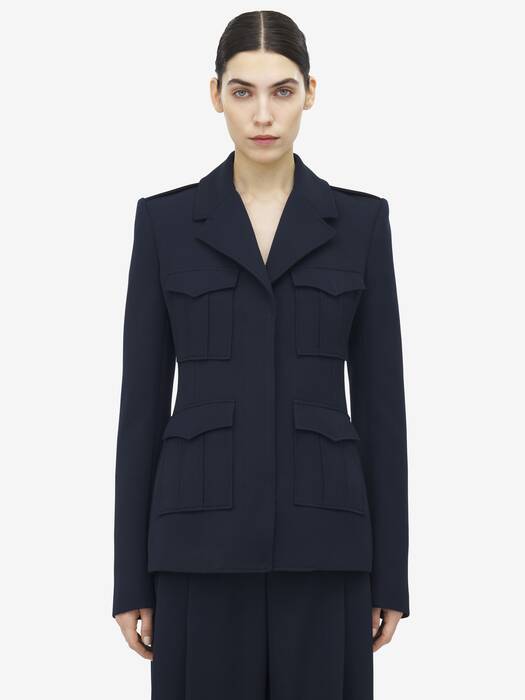 Women's Uniform Jacket in Blue | McQueen US