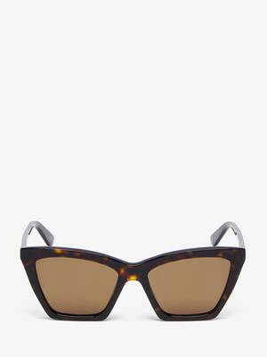 Women's Spike Geometric Cat-eye Sunglasses in Black | McQueen US