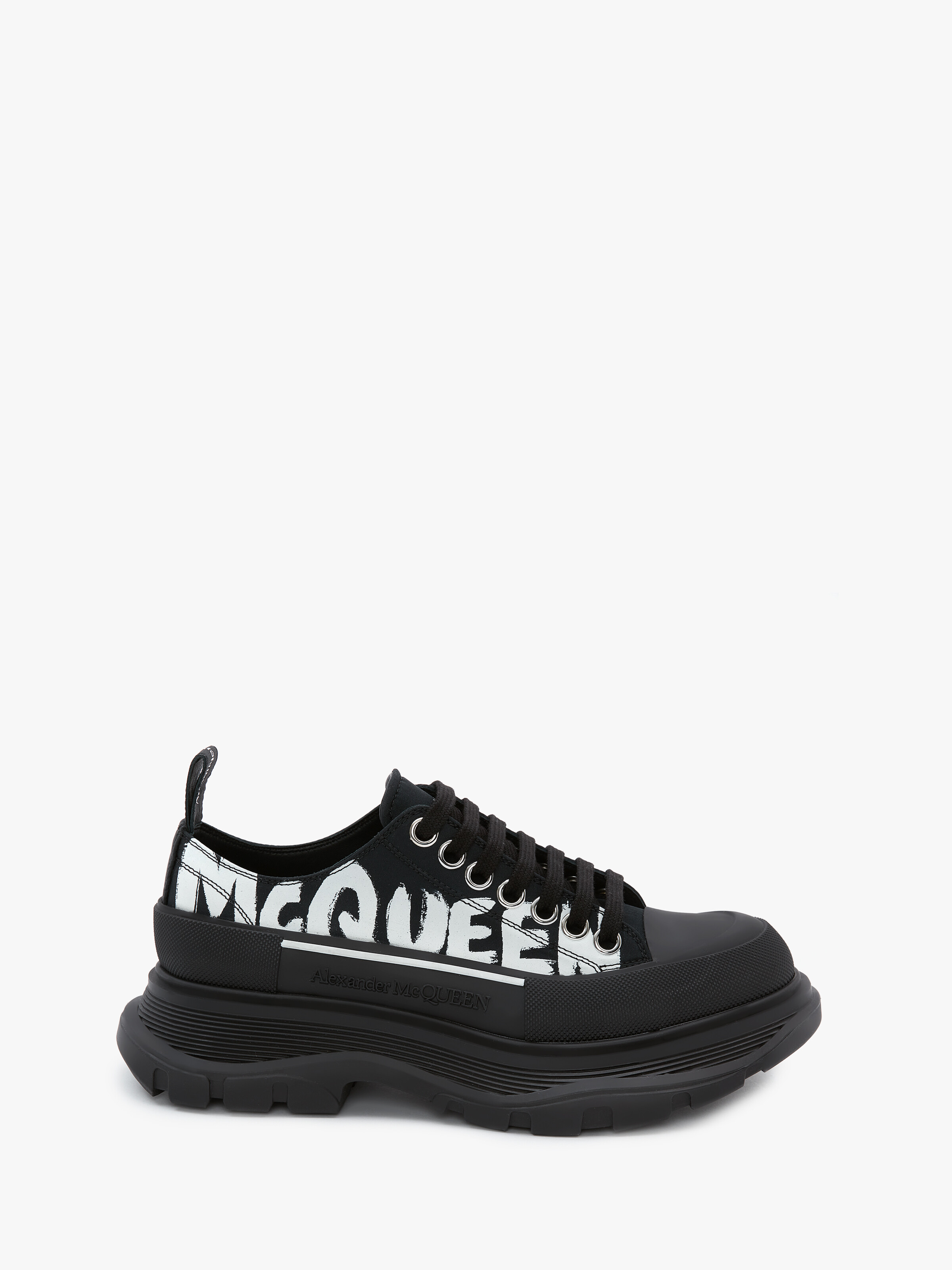 Alexander McQueen: Black Tread Lace-Up Tall Boots