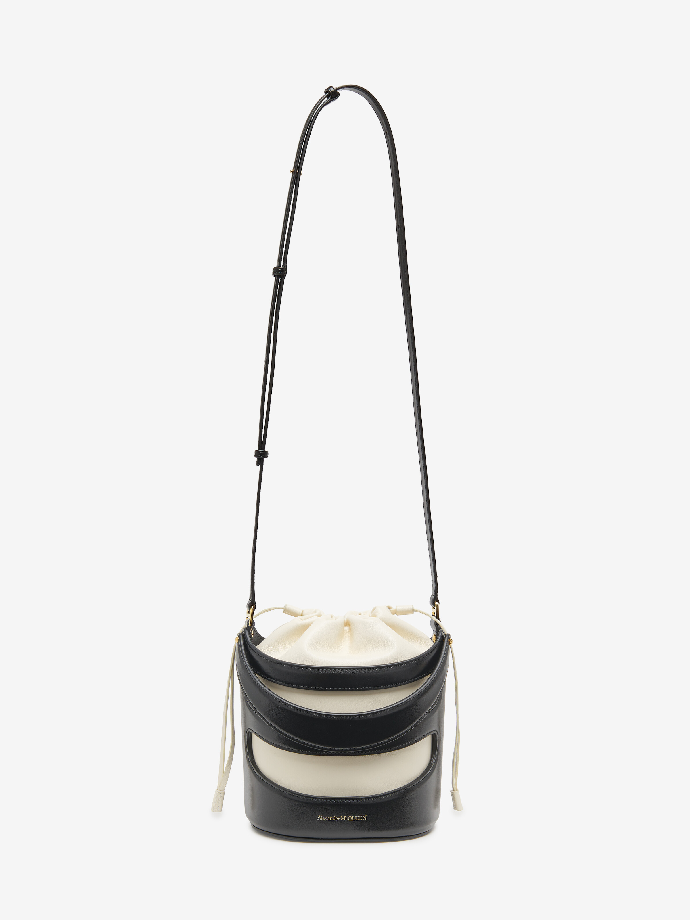 Women's The Rise Bucket in Black/Soft Ivory in Calf Leather | Alexander McQueen - image 7