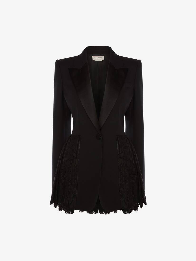 Light Wool Silk Lace Peplum Jacket