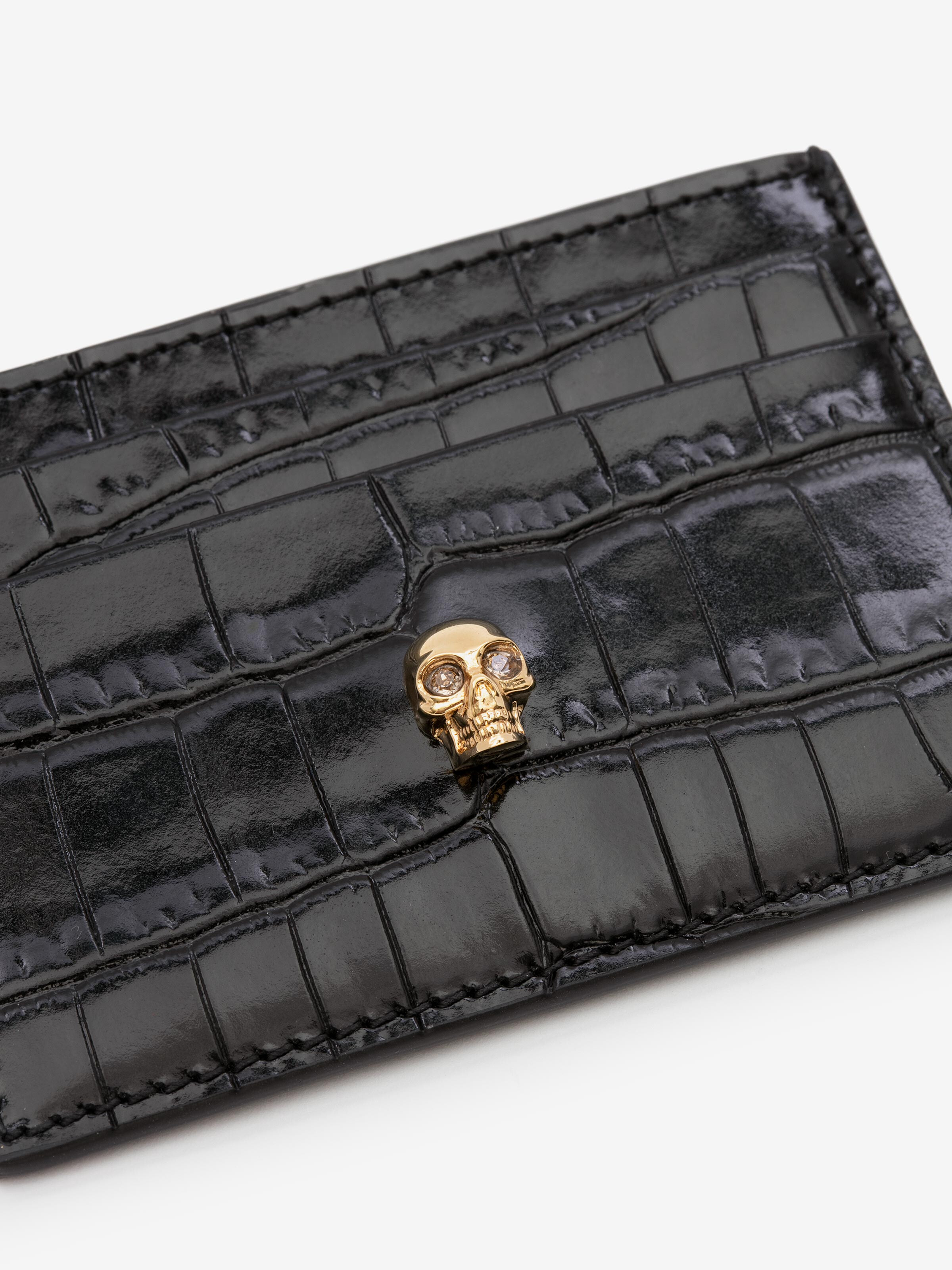 Porte-cartes Skull pour Femme en Noir in Cuir de veau | Alexander McQueen - image 4