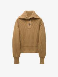 Funnel Neck Buttoned Neck Jumper