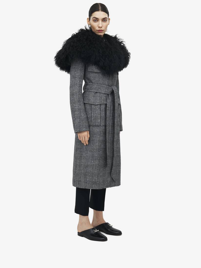 Oversized Shearling Cape Coat
