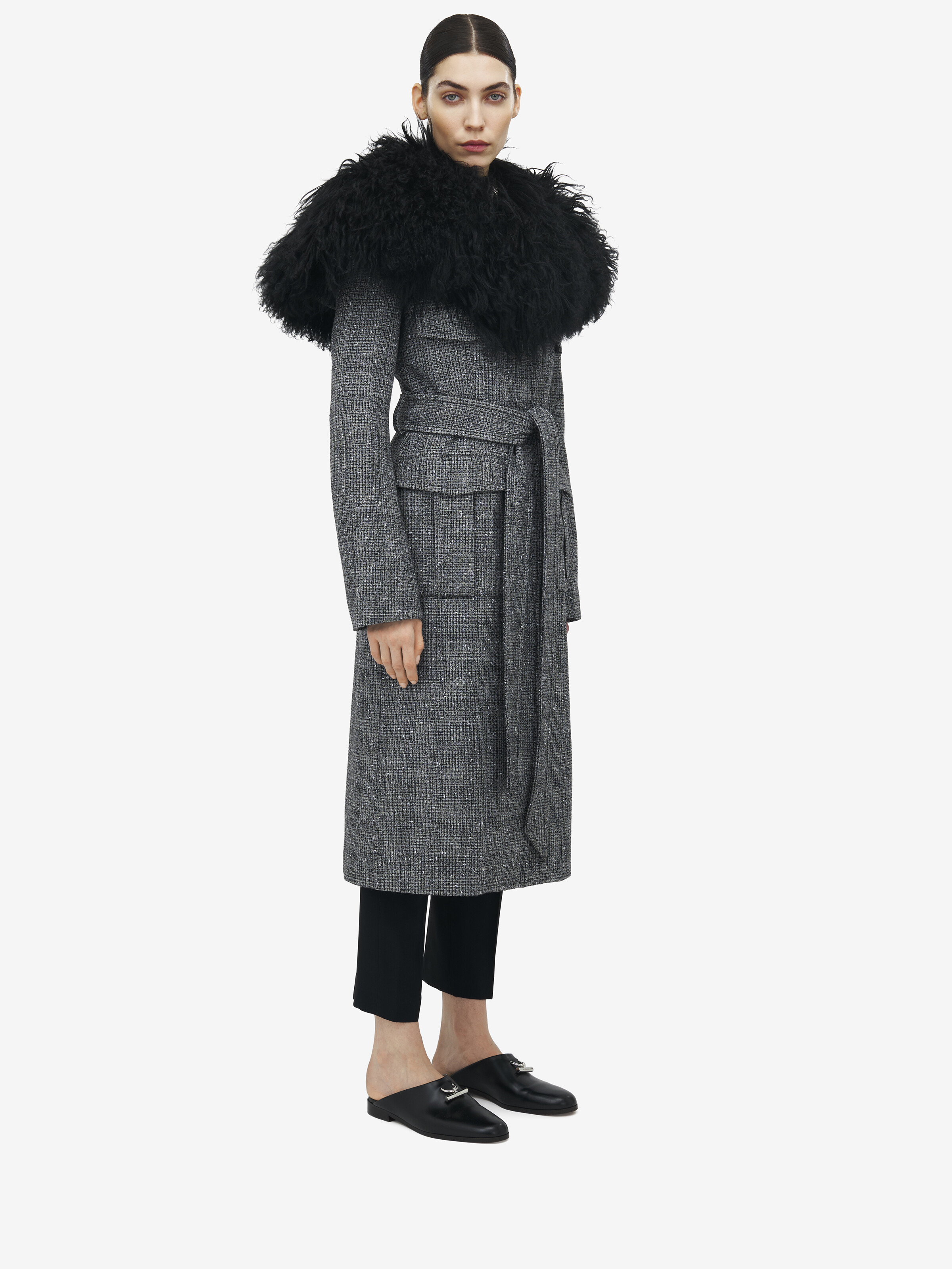 Oversized Shearling Cape Coat