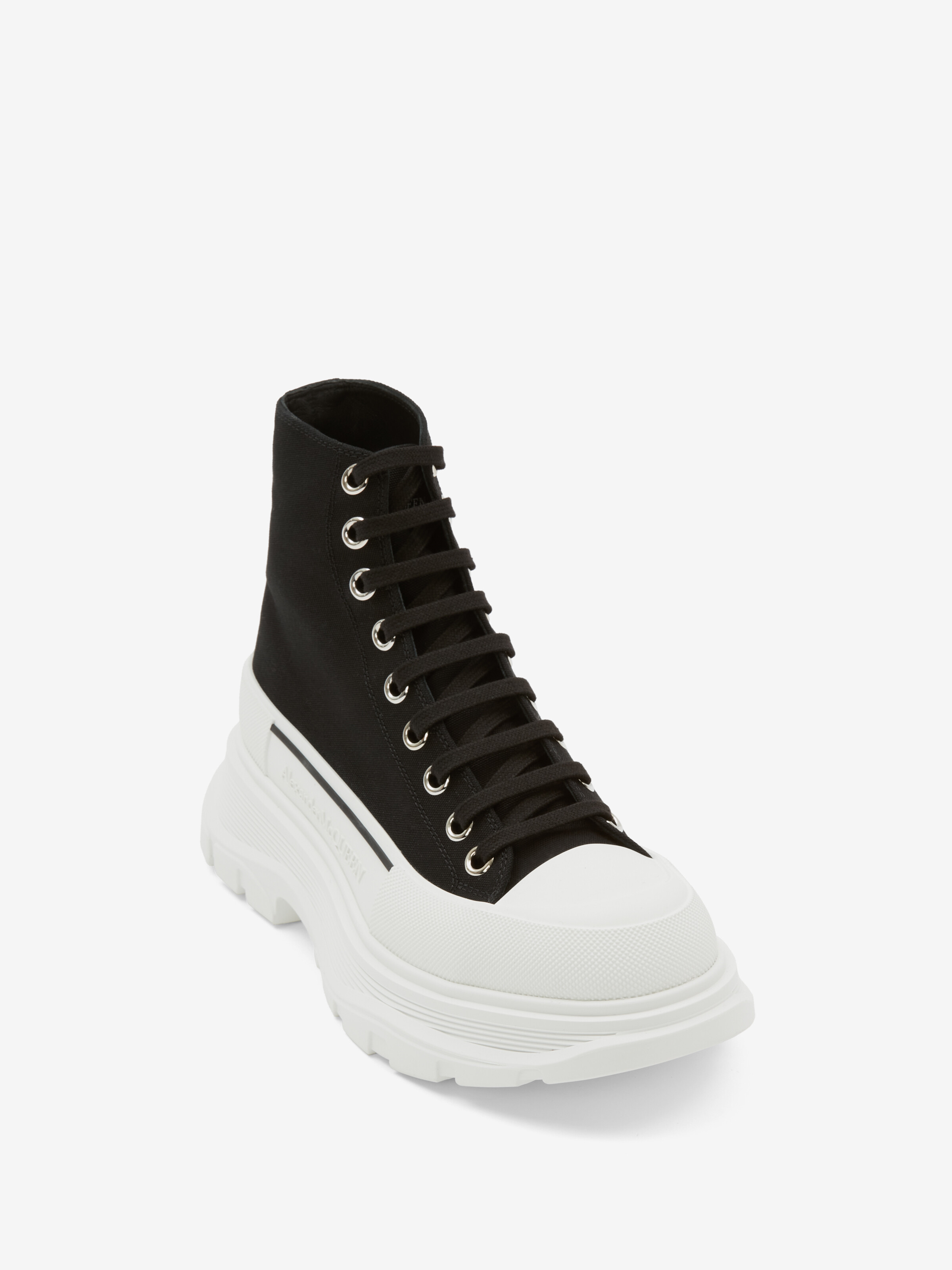 Men's Tread Slick Boot in Black/White in Cotton | Alexander McQueen - image 2
