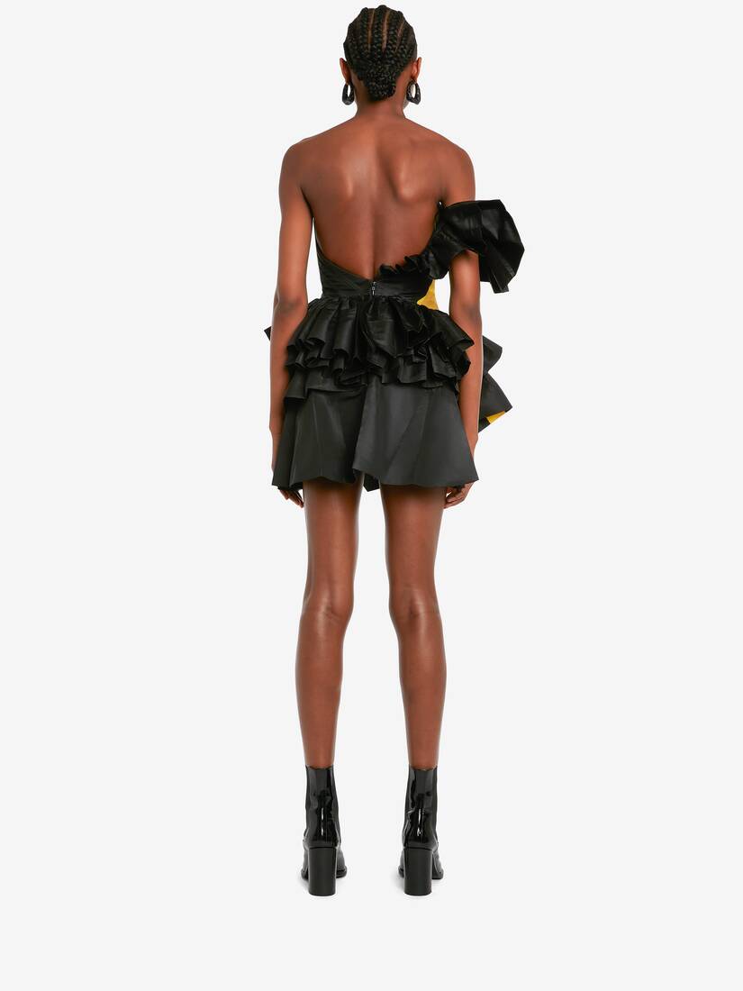 Mushroom deconstructed bustier mini dress in Black Alexander McQueen US