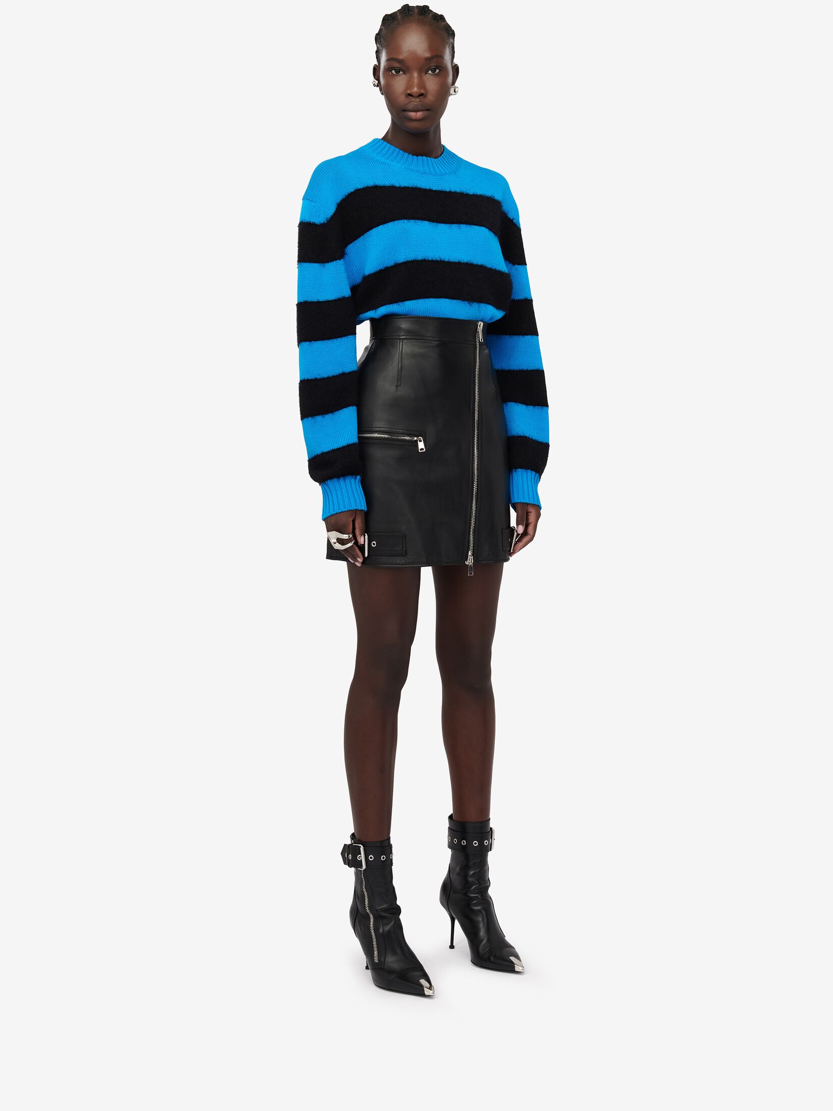 Striped Cardigan in Lapis Blue/Black | Alexander McQueen NL