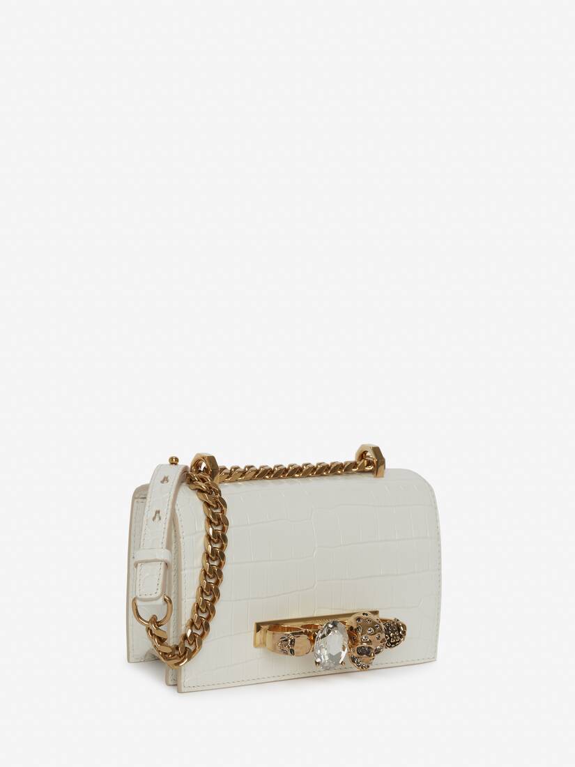 Mini Jewelled Satchel with Chain in Ivory
