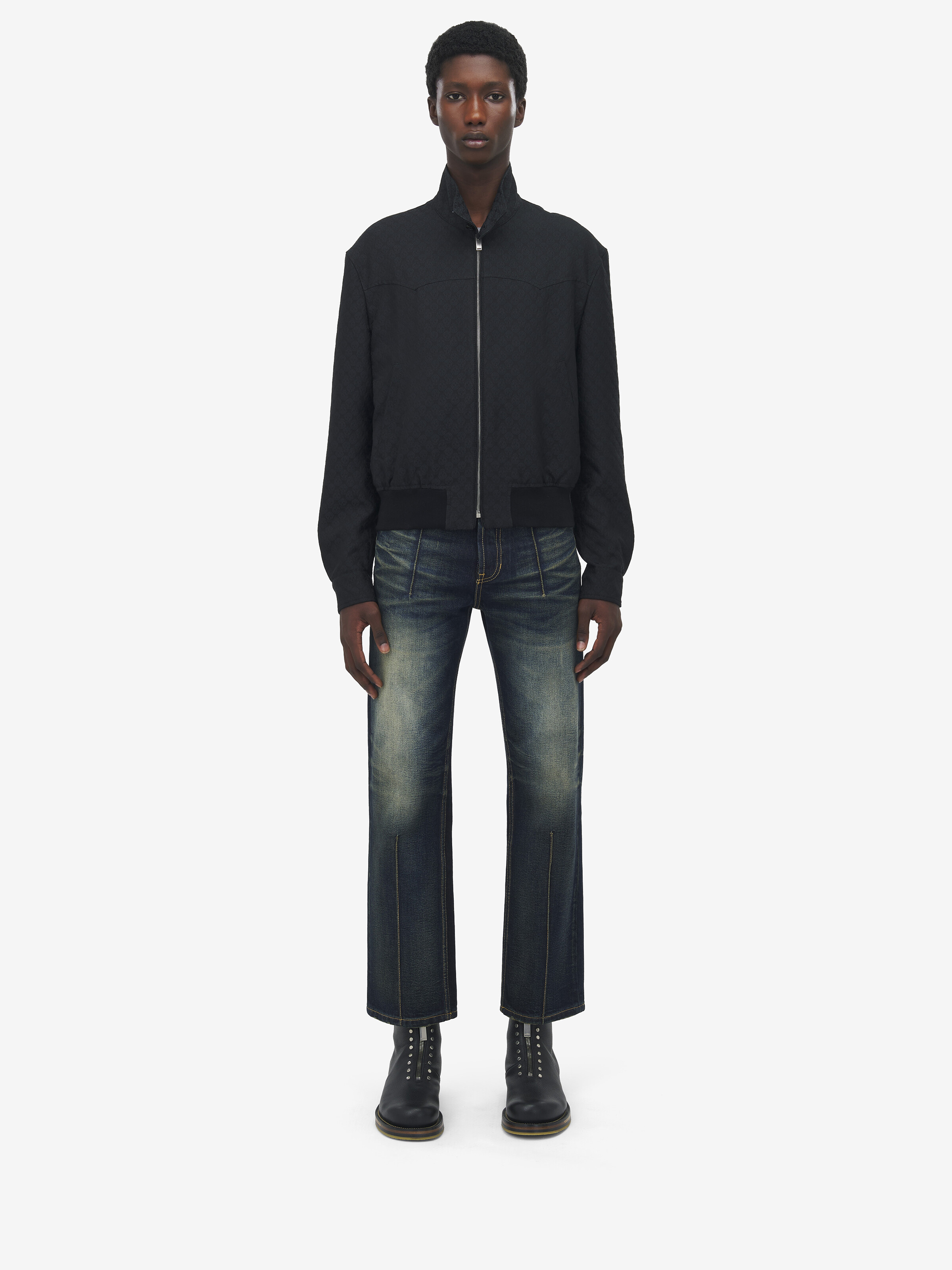 Veste Harrington Courte pour Homme en Noir in 78% Viscose, 22% Polyester | Alexander McQueen - image 2