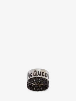 McQueen Graffiti Necklace in Antique Silver | Alexander McQueen US