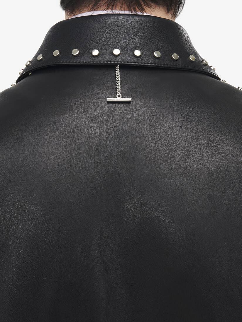 Studded Leather Aviator Jacket