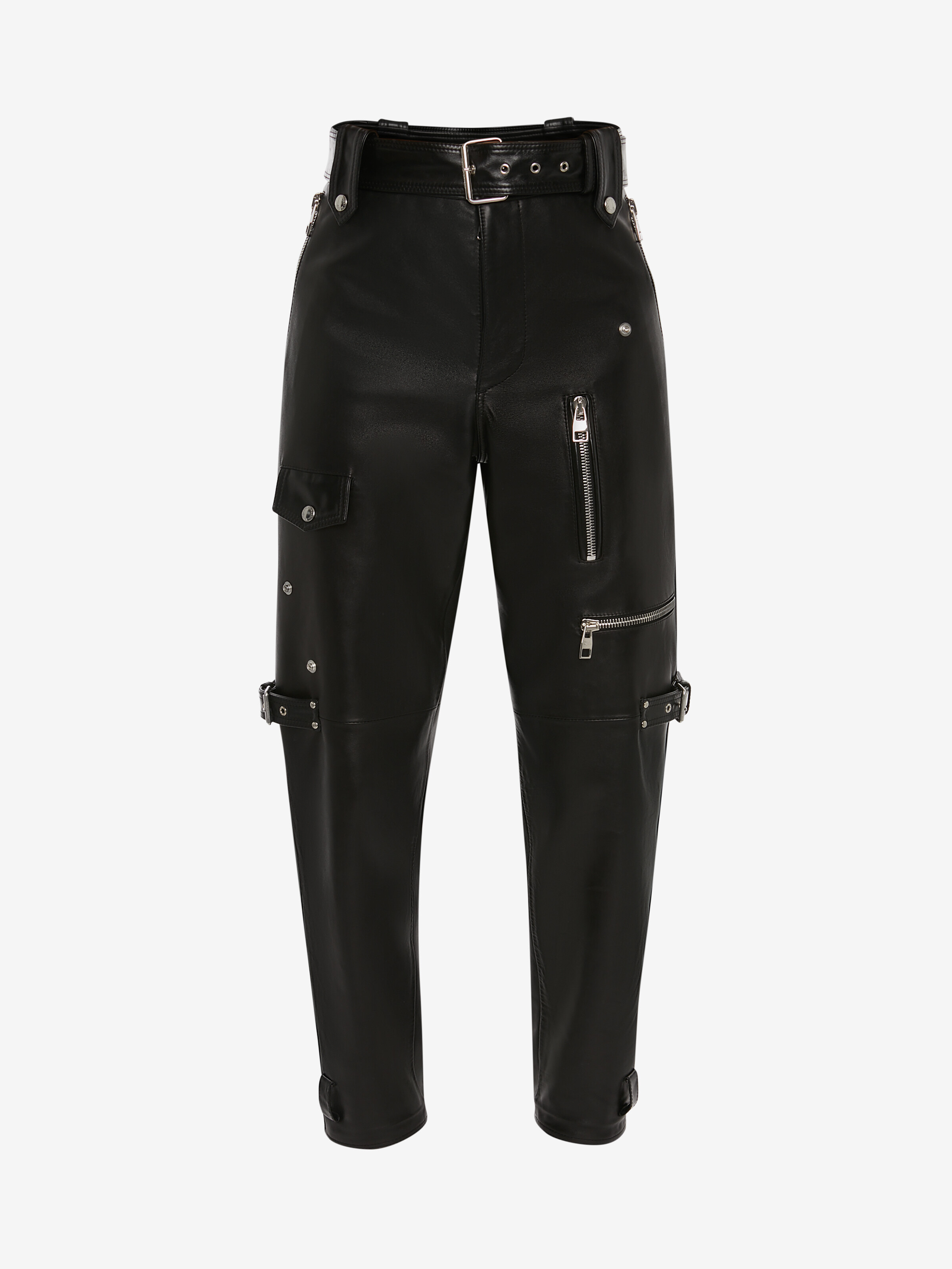 Men's Biker Leather Trousers in Black in 100% Calf leather | Alexander McQueen - image 1