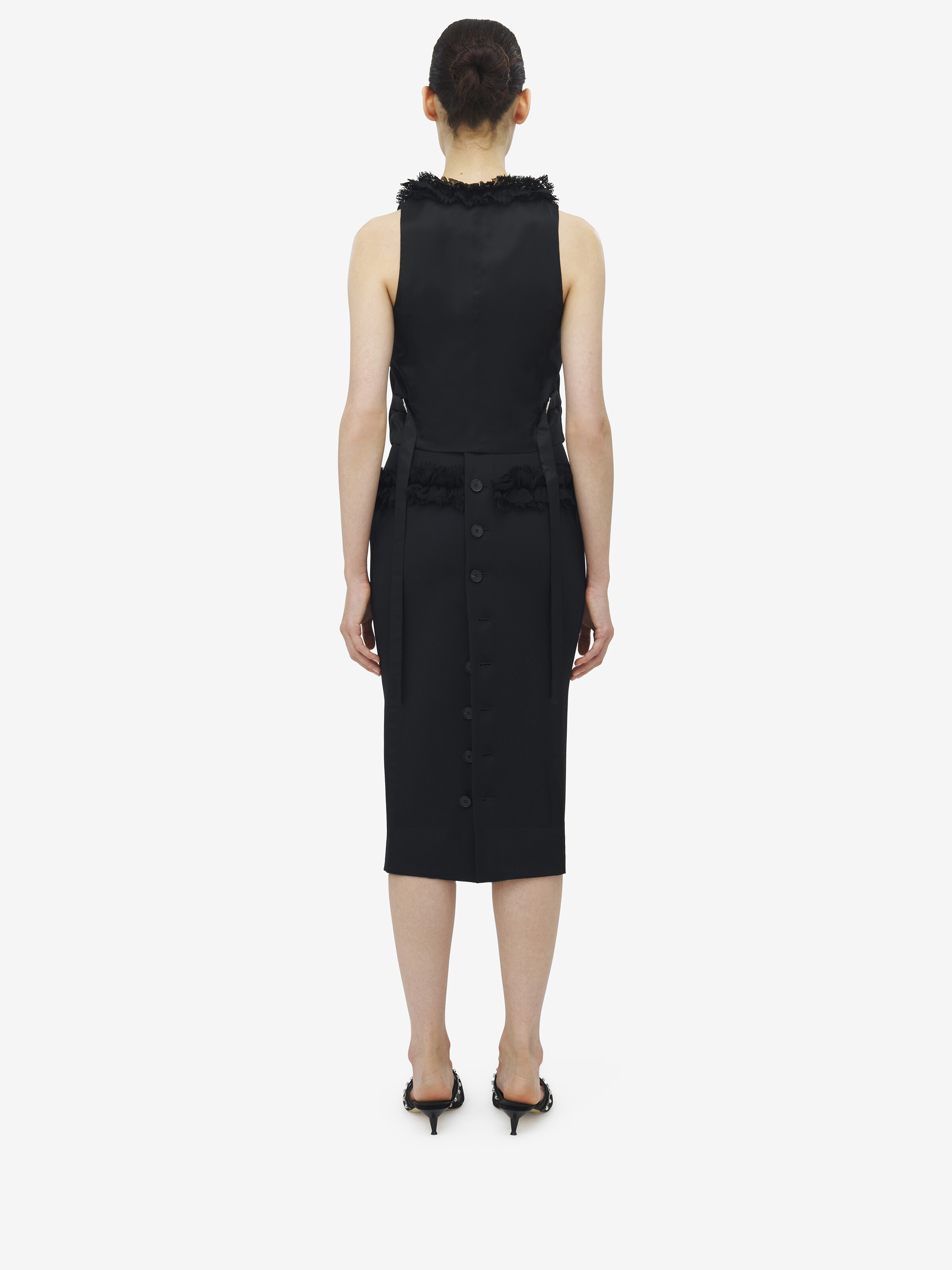 Women's Double-Breasted Waistcoat in Black in 100% Wool | Alexander McQueen - image 5