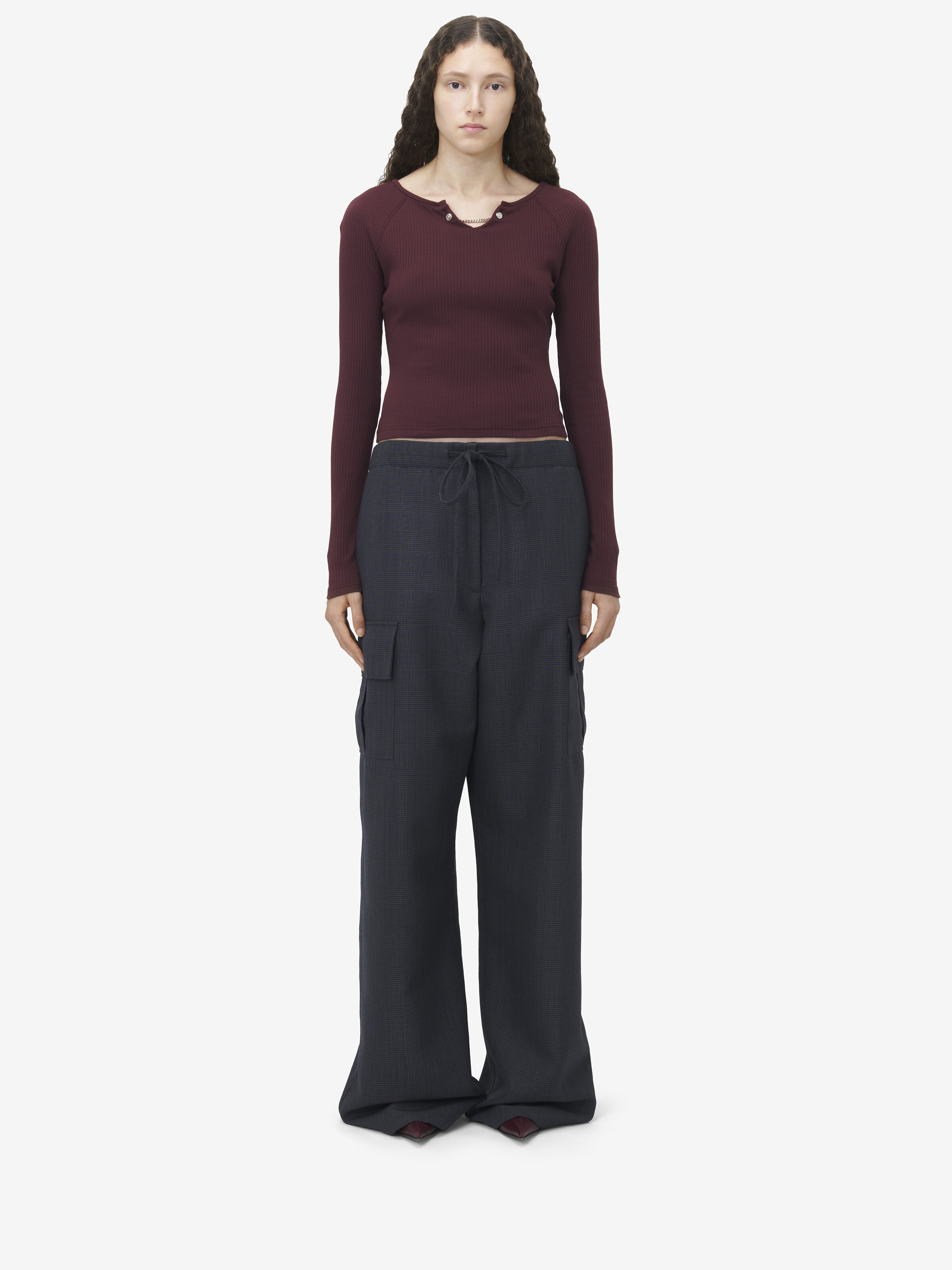 Chain Detail Ribbed Top