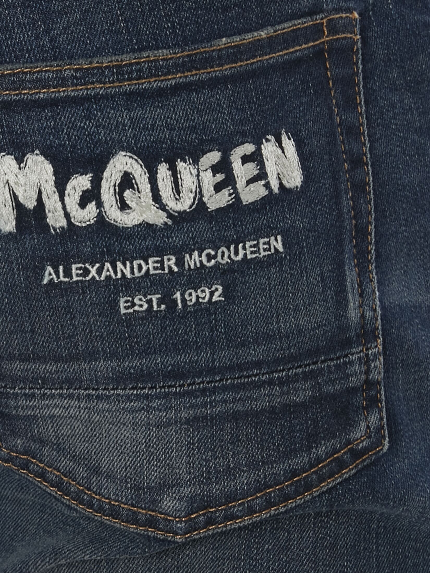 McQueen Graffiti Denim Jeans