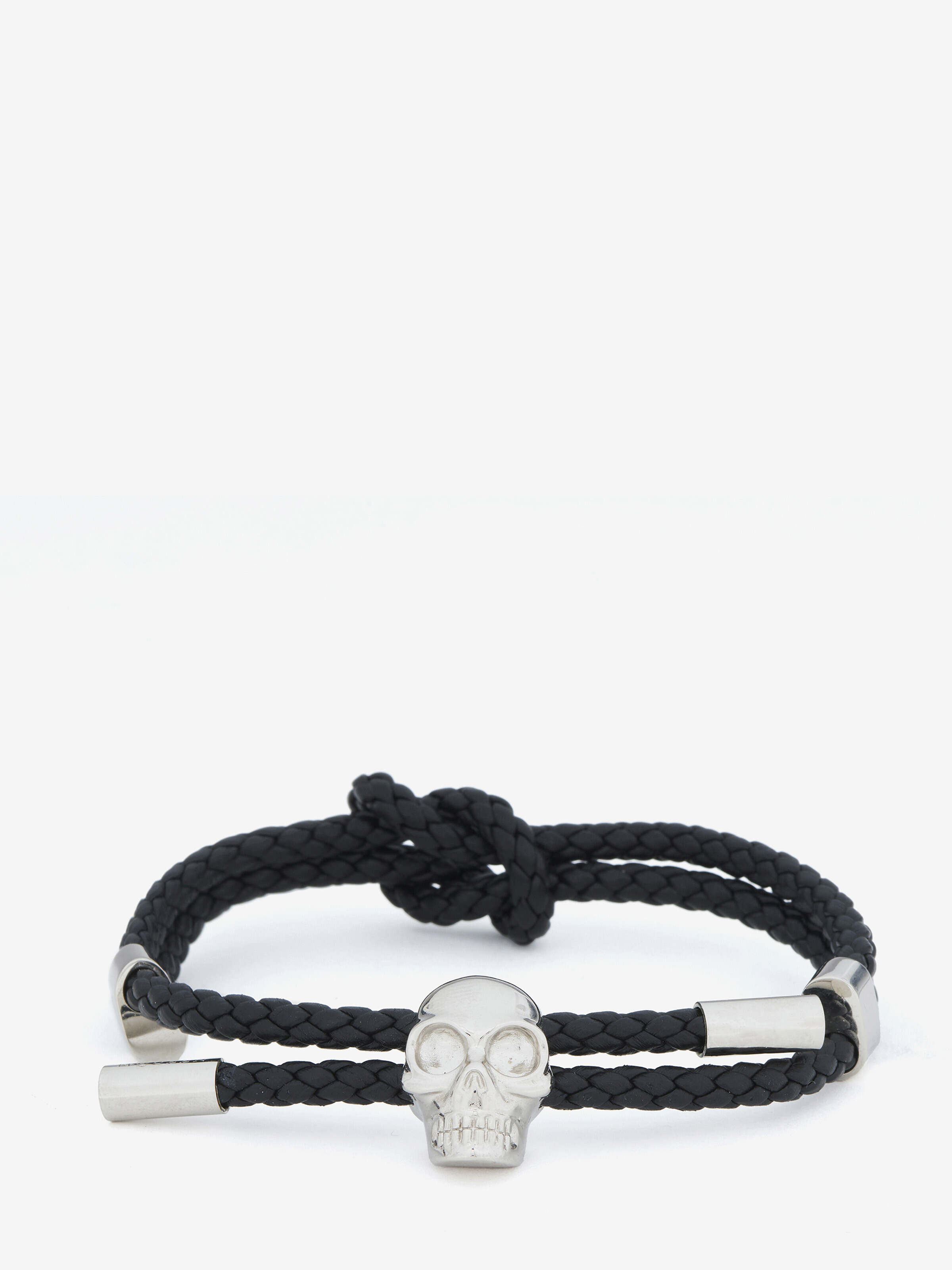 Men's Skull Leather Bracelet in Black in 80% Calf Leather, 20% Brass | Alexander McQueen - image 4