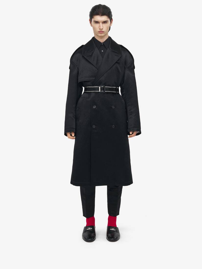 Hammered Satin Trench Coat