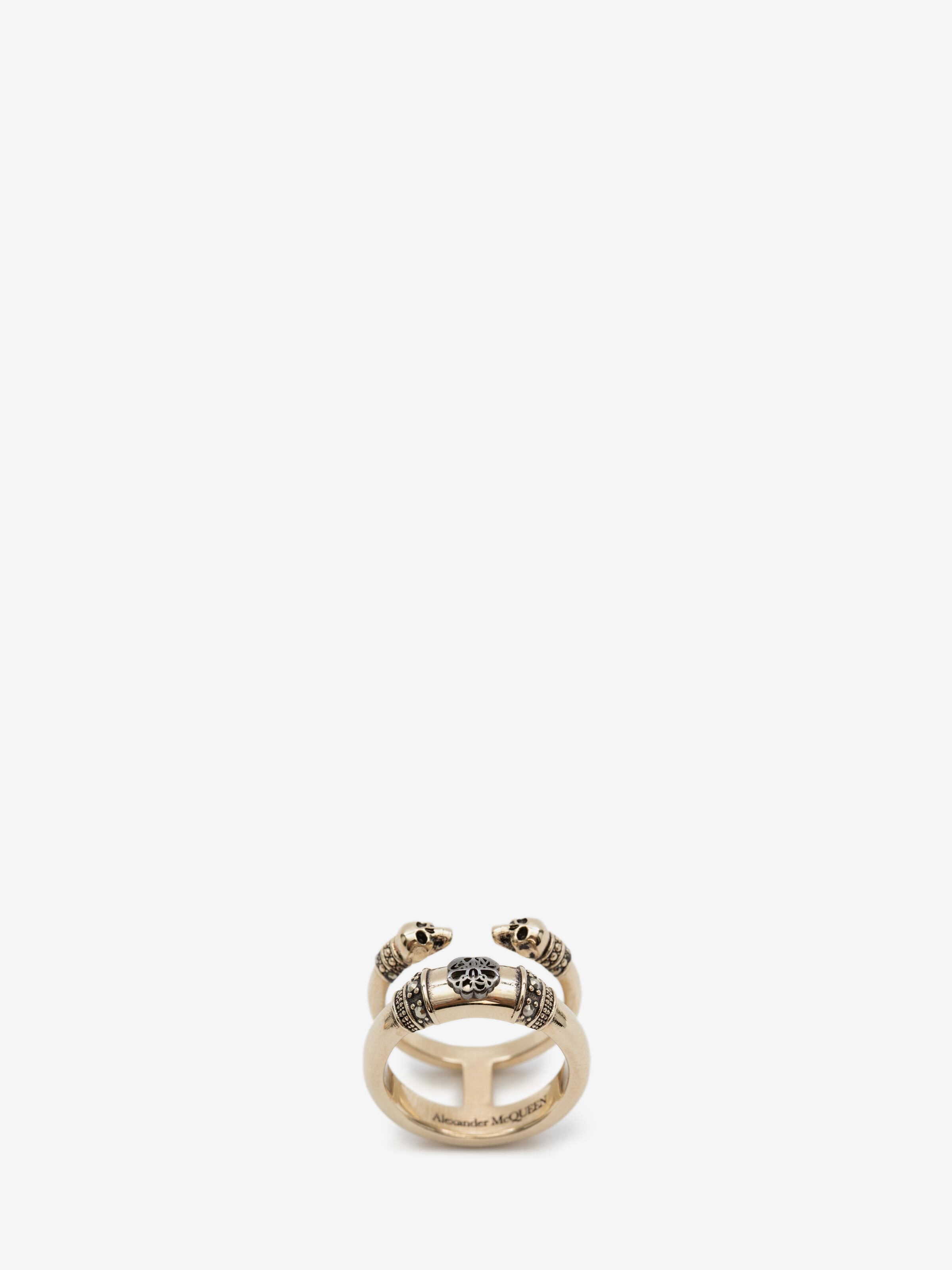 ALEXANDER MCQUEEN SKULL AND CHARM SEAL DOUBLE RING,630070J160X