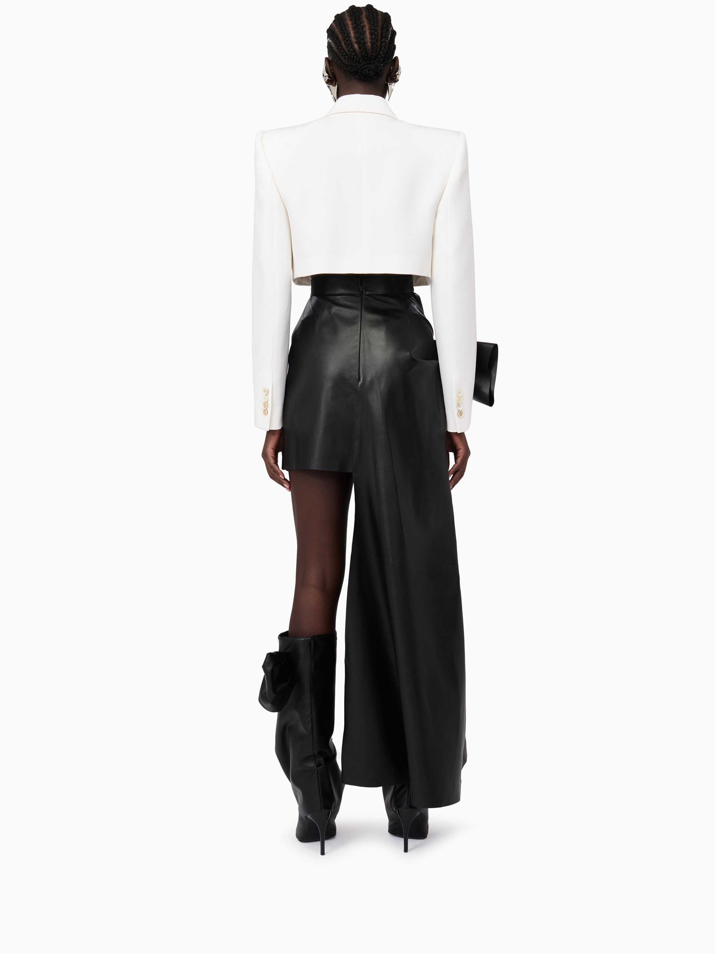 Women's Boxy Cropped Jacket in Soft White in 100% Wool | Alexander McQueen - image 4