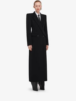 Double-breasted Tailored Coat in Black | Alexander McQueen US