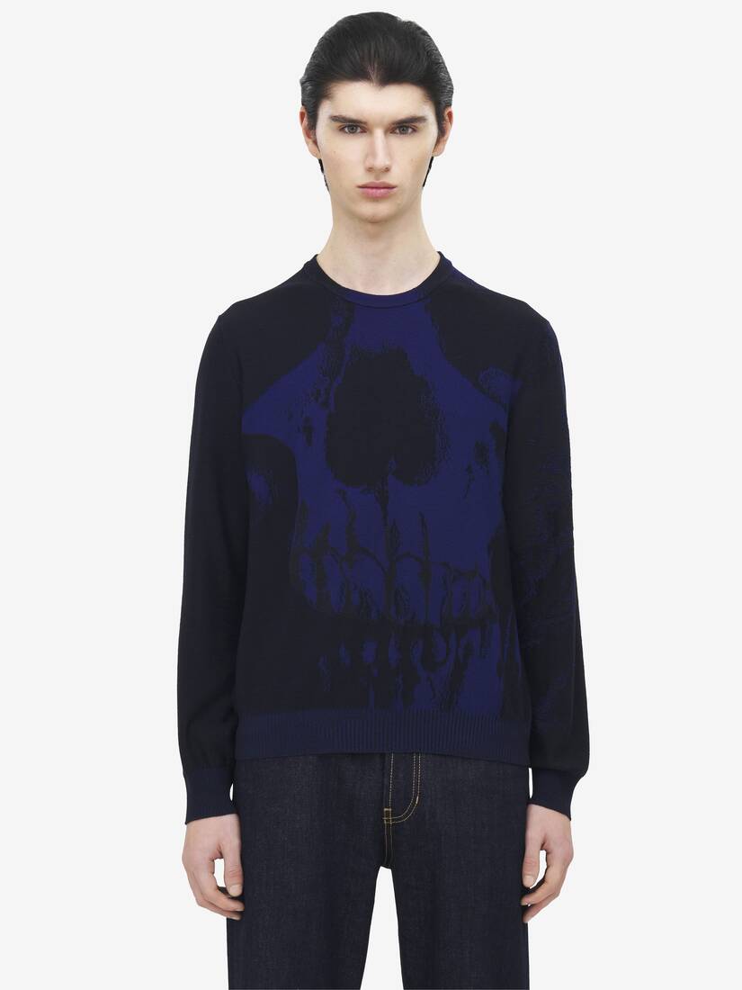 Merino Wool Exploded Skull Jumper