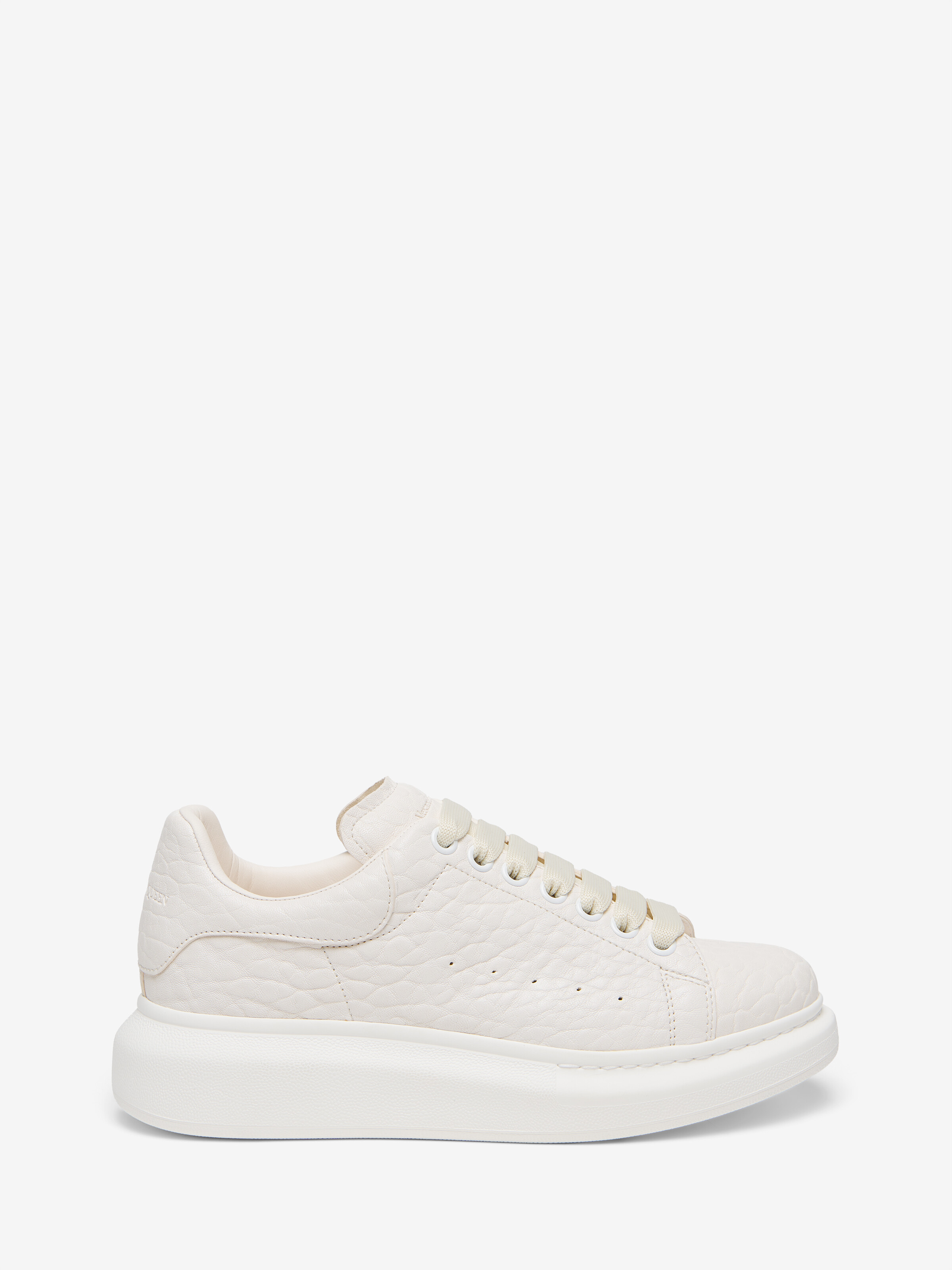 Alexander Mcqueen Textured-leather Exaggerated-sole Sneakers In White