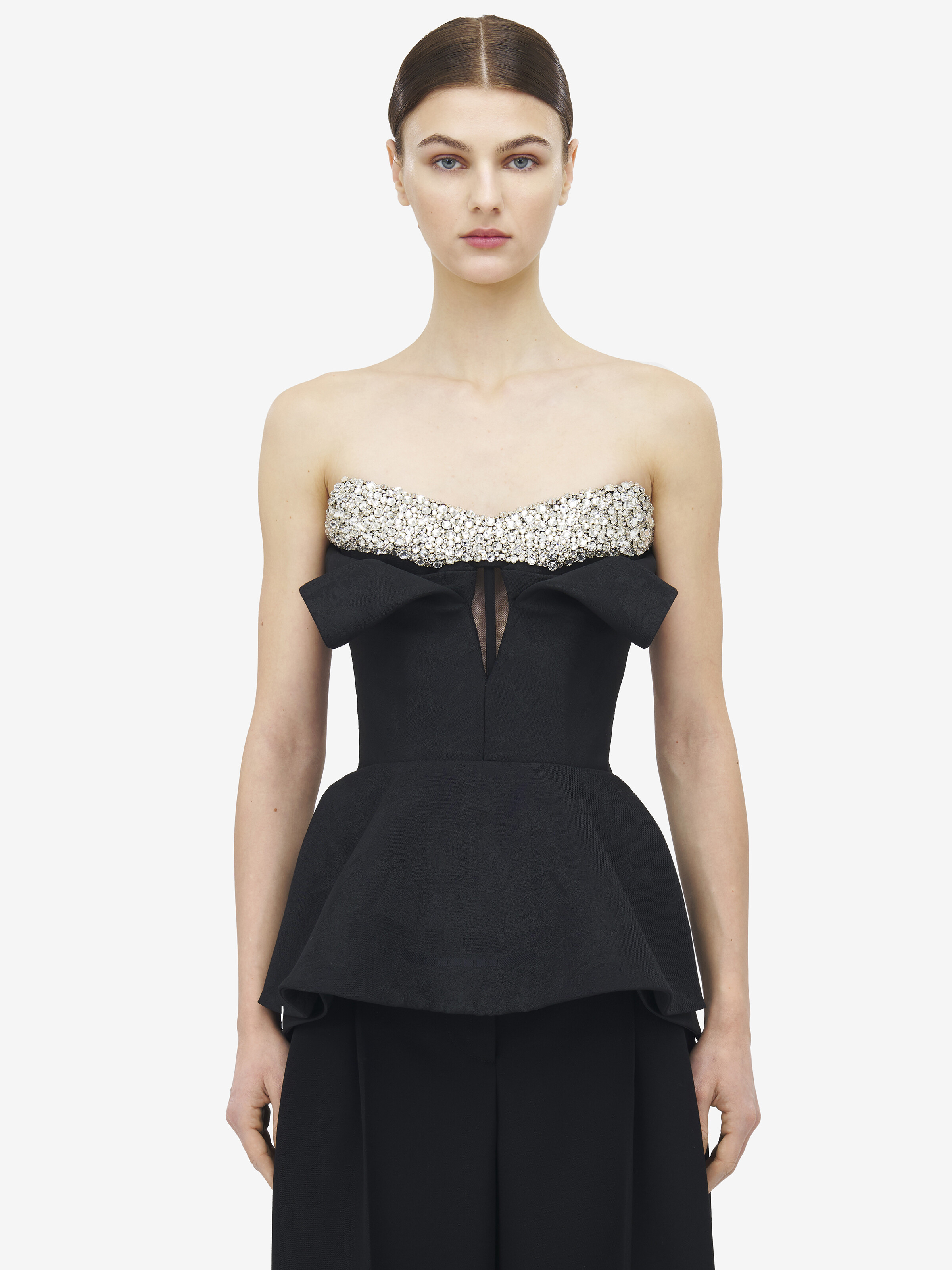 Crystal Embroidery Strapless Corset Top