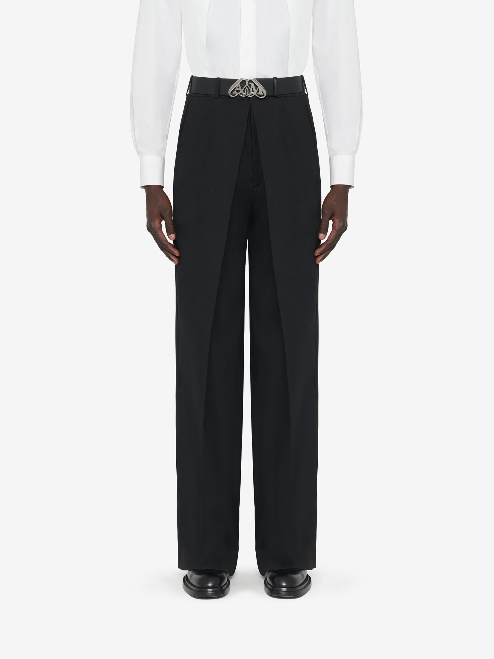 Deep Pleat Tailored Trousers in Black | Alexander McQueen GB